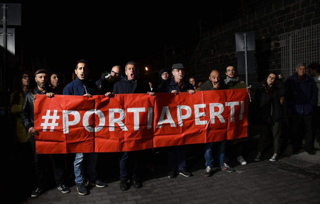 Protest für die Öffnung der Häfen in Italien.